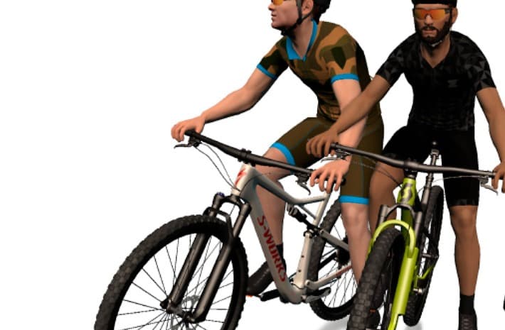 Billede af to avatarer på mtb i zwift